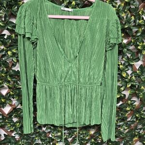 Zara Green Pleated Blouse
